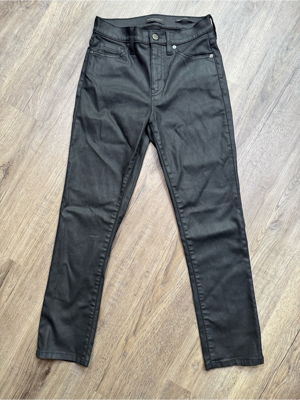 Banana Republic Premium Denim Black Coated High-Rise Slim Petite Jeans - 25P